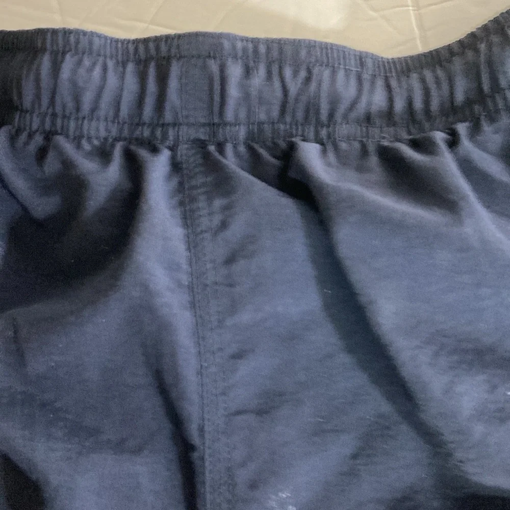 Breakwater Swim Trunks Men Size Large Navy w Light Blue Elastic & Draw String